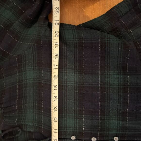 Loft Size Medium Dark Green Plaid Tartan Ruffle Peplum Preppy Peasant Blouse - Picture 6 of 8